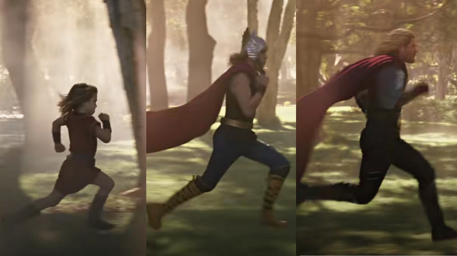 Thor past present in Thor love and thunder